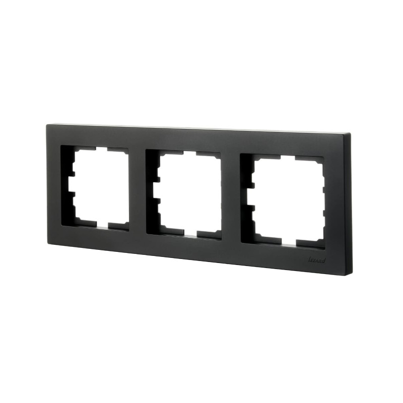 Рамка тройная горизонтальная LEZARD Vesna черная 742-4200-148