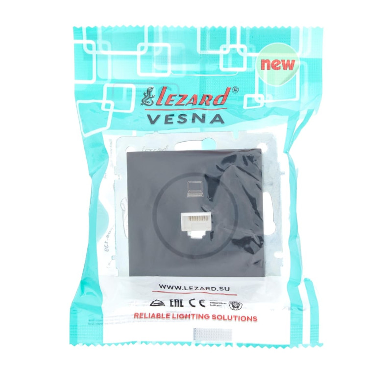 Розетка комп'ютерна LEZARD Vesna чорна 742-4288-139