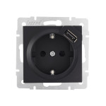 Розетка одинарна з/з з USB LEZARD Vesna чорна 742-4288-181