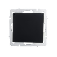 Розетка одинарная с/з с крышкой LEZARD Vesna черная 742-4288-123B