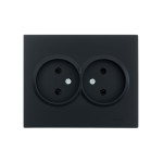Розетка двойная б/з LEZARD Vesna черная 742-4200-128B