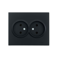 Розетка двойная б/з LEZARD Vesna черная 742-4200-128B