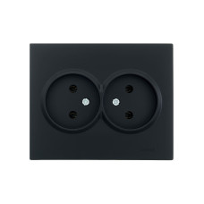Розетка двойная б/з LEZARD Vesna черная 742-4200-128B