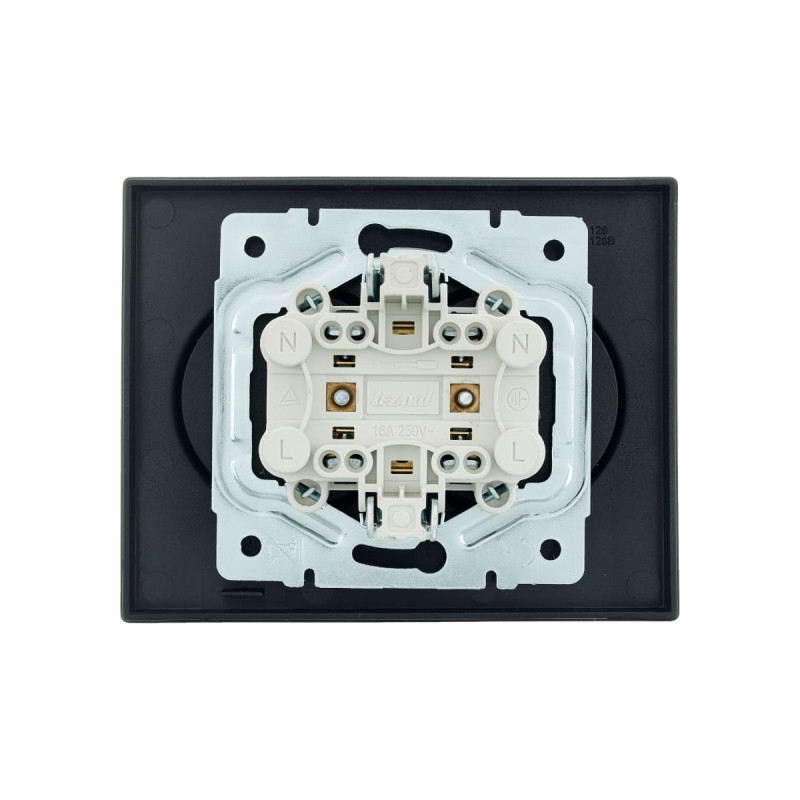 Розетка двойная б/з LEZARD Vesna черная 742-4200-128B