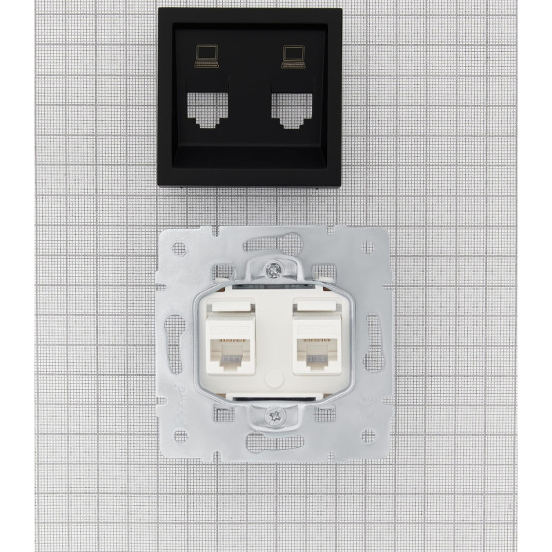 Розетка двойная компьютерная LEZARD Vesna черная 742-4288-141