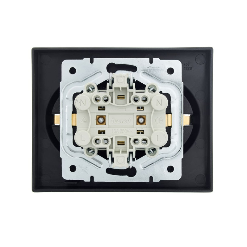 Розетка подвійна з/з LEZARD Vesna чорна 742-4200-127B