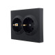Розетка подвійна з/з LEZARD Vesna чорна 742-4200-127B
