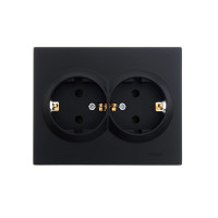 Розетка двойная с/з LEZARD Vesna черная 742-4200-127B