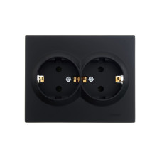Розетка двойная с/з LEZARD Vesna черная 742-4200-127B