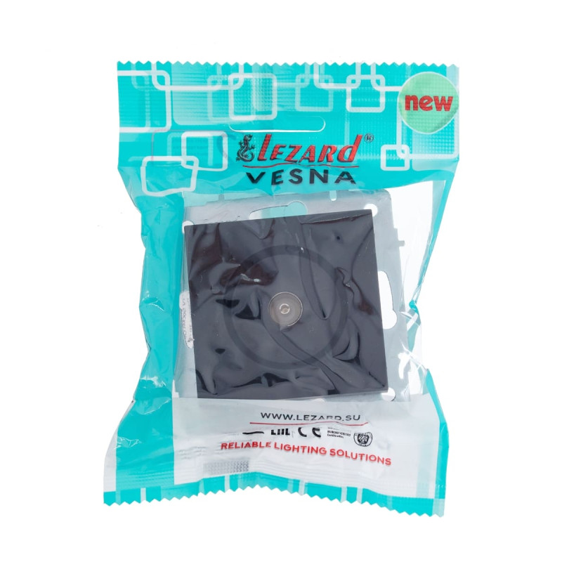 Розетка телевизионная проходная LEZARD Vesna черная 742-4288-129