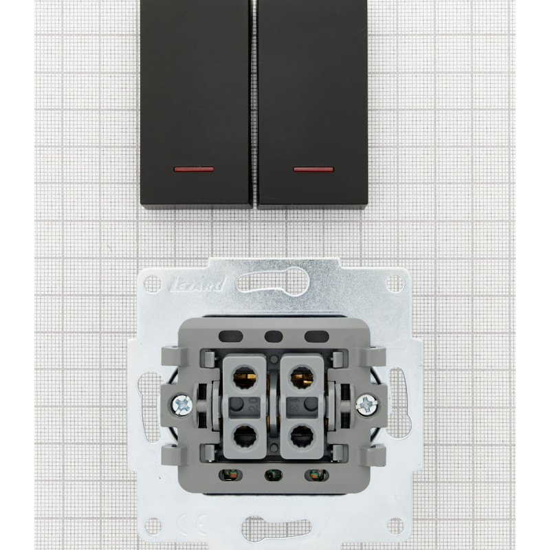 Вимикач двоклавішний з підсвіткою LEZARD Vesna чорний 742-4288-112