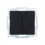 Выключатель двухклавишный с подсветкой LEZARD Vesna черный 742-4288-112