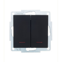 Выключатель двухклавишный с подсветкой LEZARD Vesna черный 742-4288-112