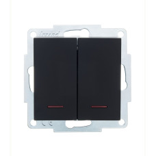 Выключатель двухклавишный с подсветкой LEZARD Vesna черный 742-4288-112