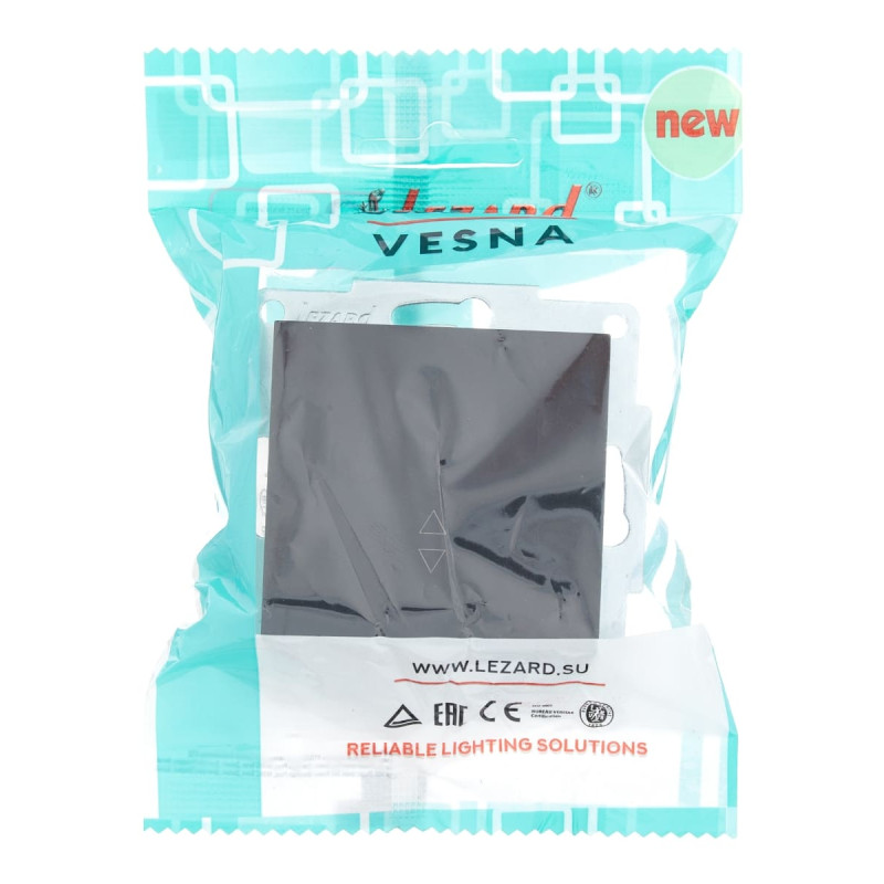 Выключатель одноклавишный проходной LEZARD Vesna черный 742-4288-105