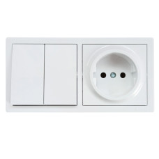 Выключатель 2-й+Розетка 1-на б/з белый 752-0200-170BVP LETO Lezard