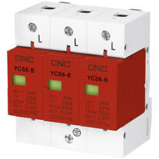 Ограничители импульсного перенапряжения на DIN-рейку YCS6-B 3P 30kA-60kA, 385V, CNC (Б00043166)