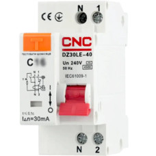 Дифференциальный автоматический выключатель DZ30LE-40, 1P N, 10mA, 25A CNC (Б00029025)