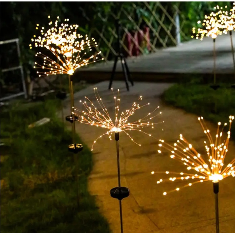 LED світильник,садовий газонний на сонячних батареях Феєрверк 120 led(2шт/упак)