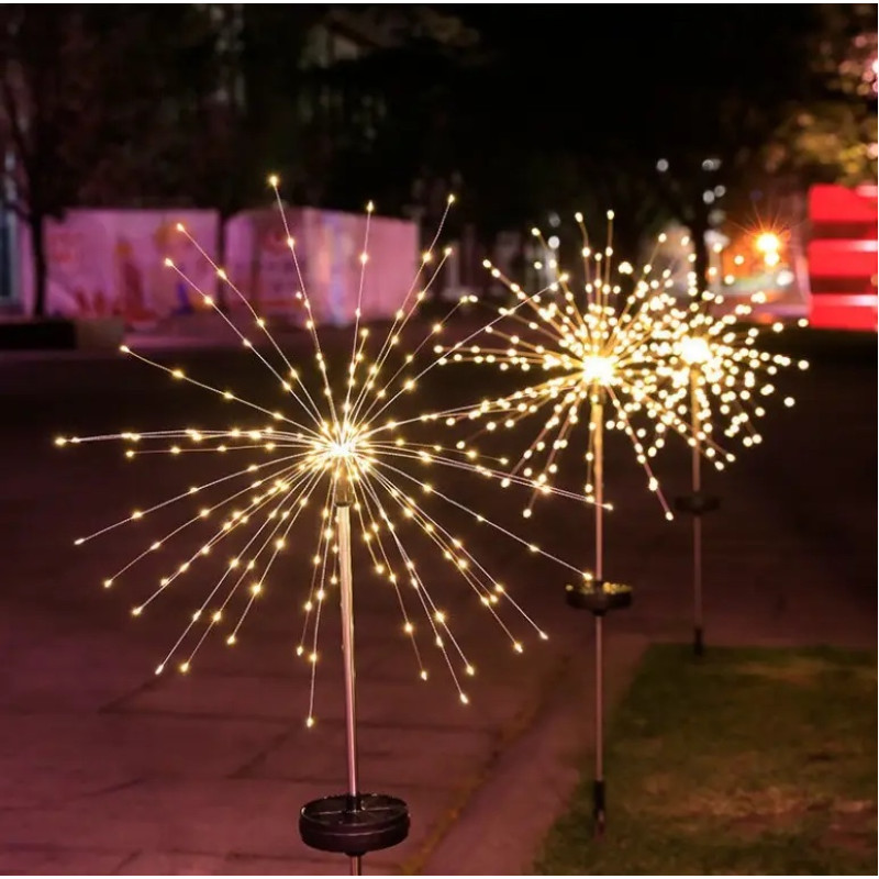 LED світильник,садовий газонний на сонячних батареях Феєрверк 120 led(2шт/упак)