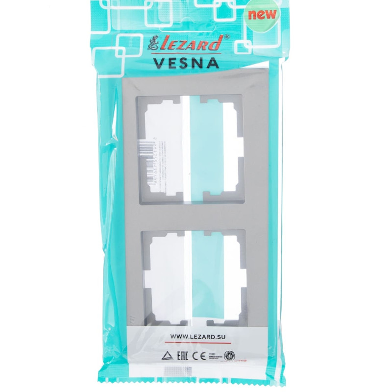 Рамка двойная горизонтальная LEZARD Vesna серая 742-3500-147