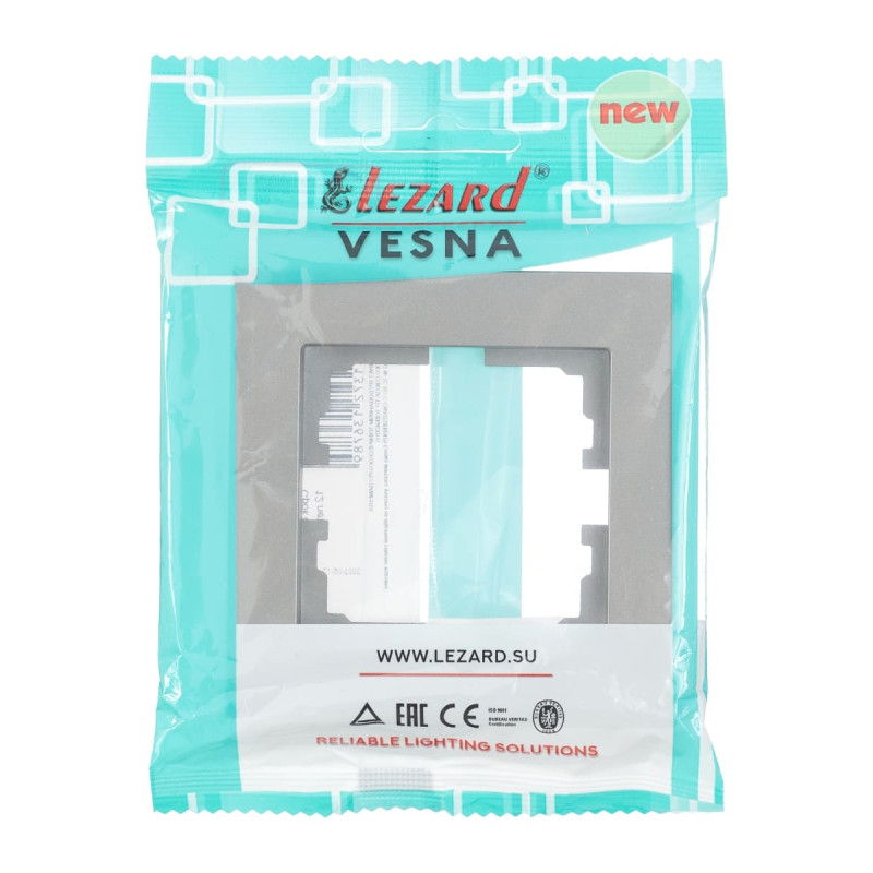 Рамка одинарная LEZARD Vesna серая 742-3500-146 