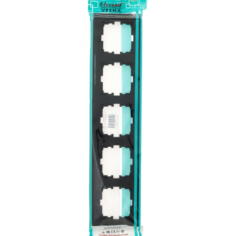 Рамка пятерная горизонтальная LEZARD Vesna черная 742-4200-150