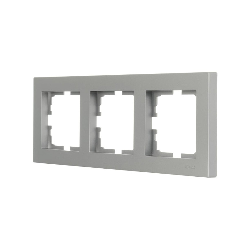 Рамка тройная горизонтальная LEZARD Vesna серая 742-3500-148