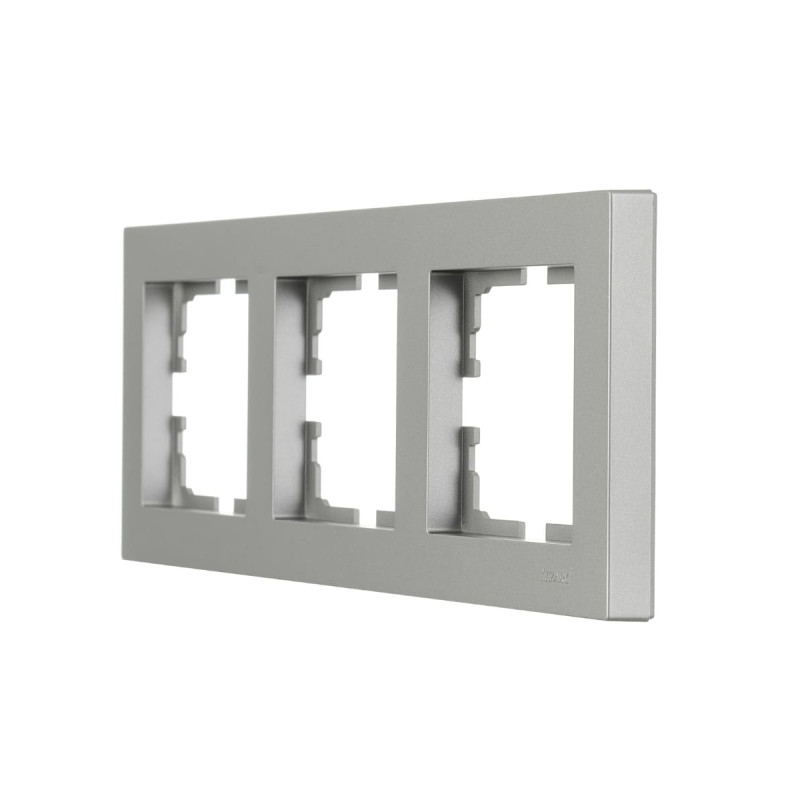 Рамка тройная горизонтальная LEZARD Vesna серая 742-3500-148