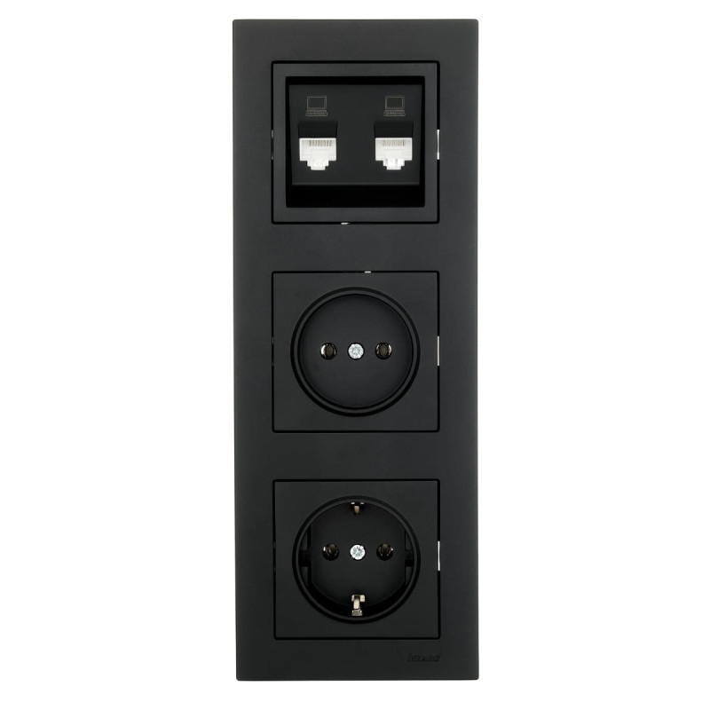 Рамка тройная вертикальная LEZARD Vesna черная 742-4200-153