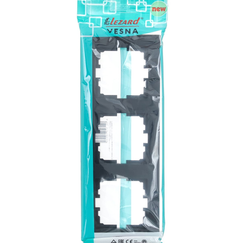 Рамка тройная вертикальная LEZARD Vesna черная 742-4200-153