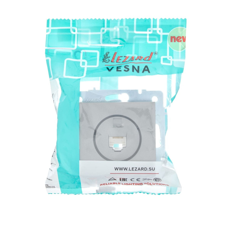 Розетка компьютерная LEZARD Vesna серая 742-3588-139
