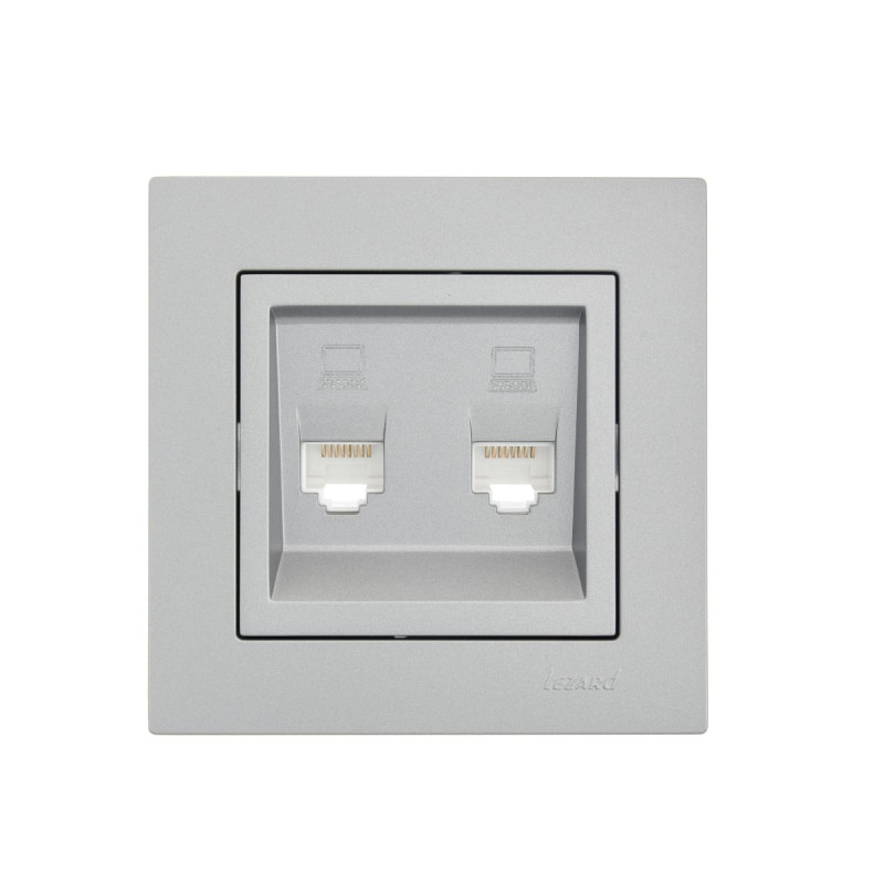 Розетка комп'ютерна подвійна LEZARD Vesna сіра 742-3588-141