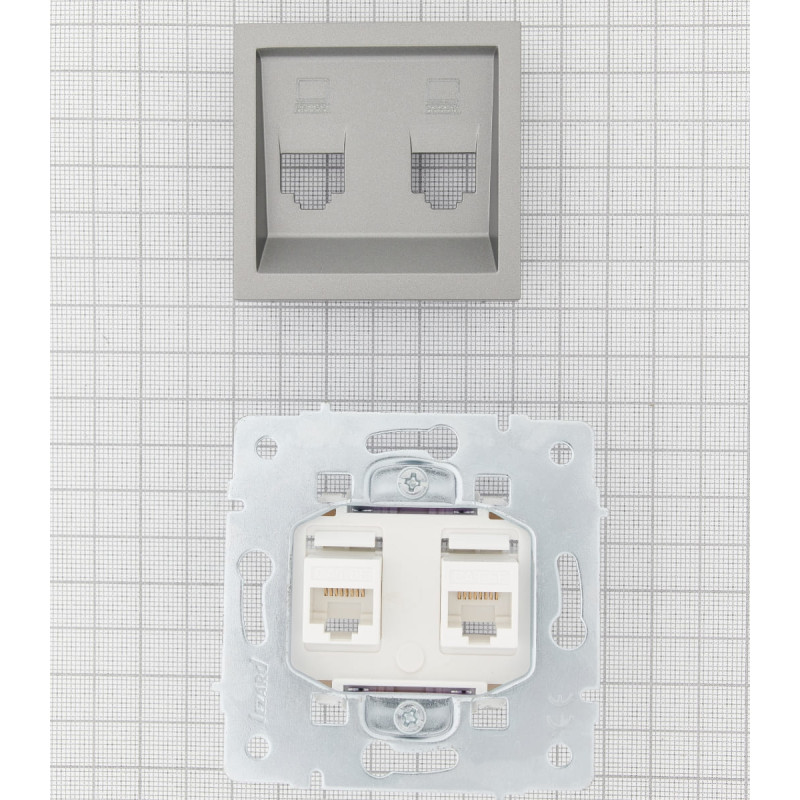 Розетка комп'ютерна подвійна LEZARD Vesna сіра 742-3588-141