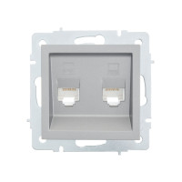Розетка компьютерная двойная LEZARD Vesna серая 742-3588-141