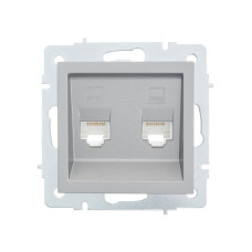 Розетка компьютерная двойная LEZARD Vesna серая 742-3588-141