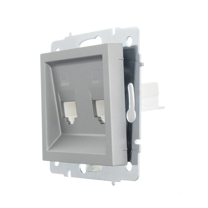 Розетка комп'ютерна подвійна LEZARD Vesna сіра 742-3588-141