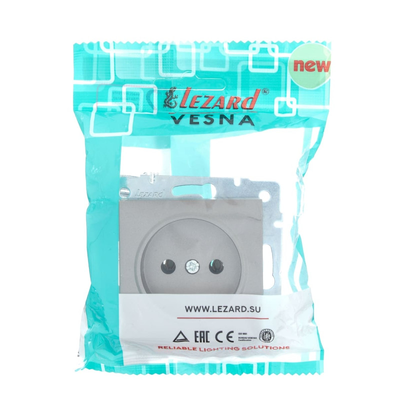 Розетка одинарная б/з LEZARD Vesna серая 742-3588-121В