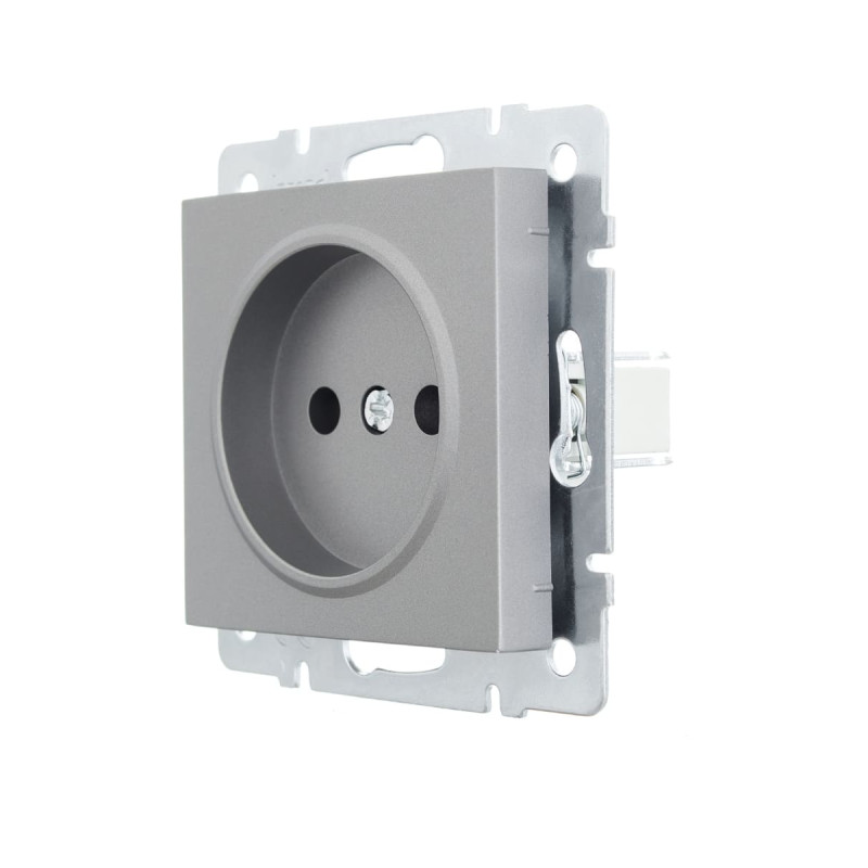 Розетка одинарная б/з LEZARD Vesna серая 742-3588-121В