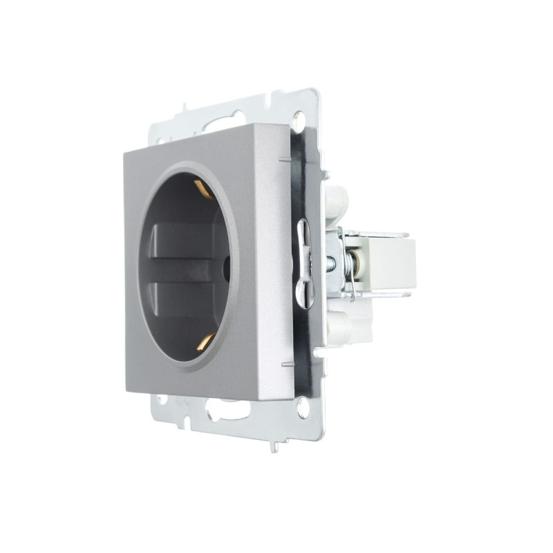 Розетка одинарная с/з LEZARD Vesna серая 742-3588-122В