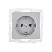 Розетка одинарная с/з LEZARD Vesna серая 742-3588-122В