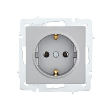 Розетка одинарная с/з LEZARD Vesna серая 742-3588-122В