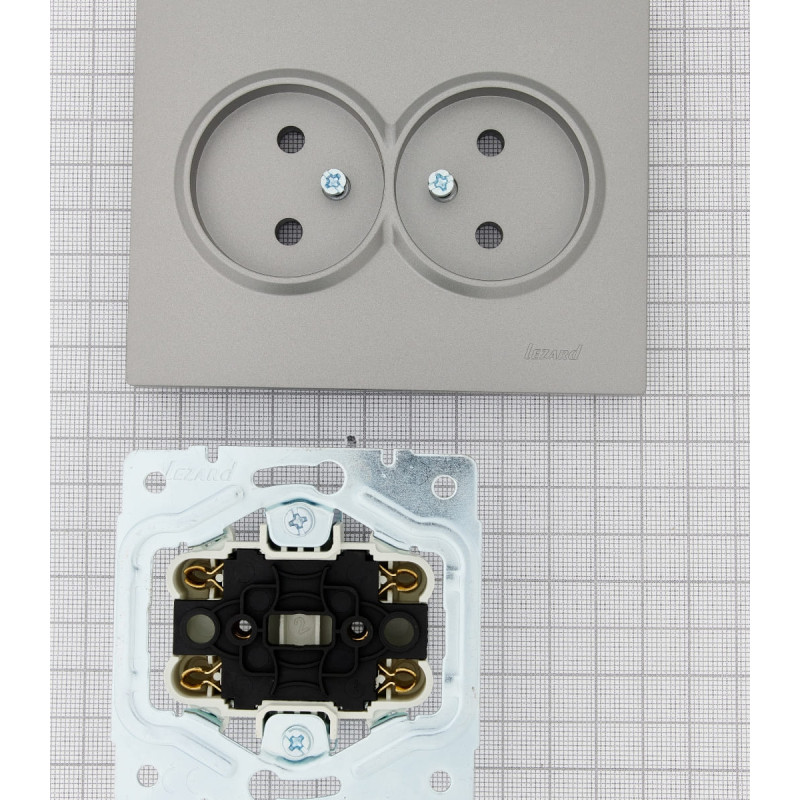 Розетка подвійна б/з LEZARD Vesna сіра 742-3500-128В