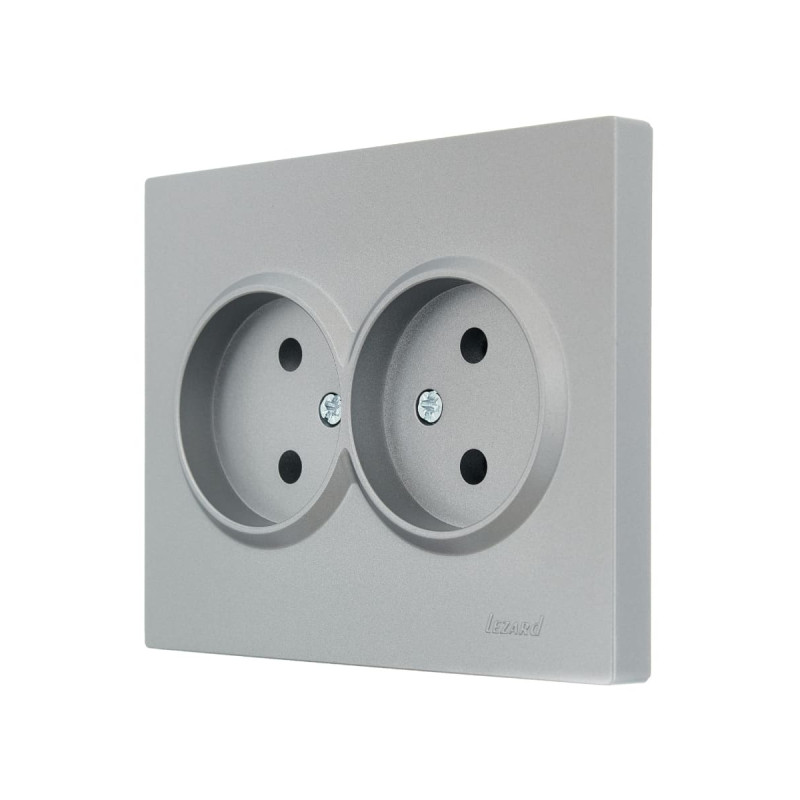 Розетка подвійна б/з LEZARD Vesna сіра 742-3500-128В