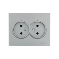 Розетка двойная б/з LEZARD Vesna серая 742-3500-128В