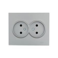 Розетка двойная б/з LEZARD Vesna серая 742-3500-128В