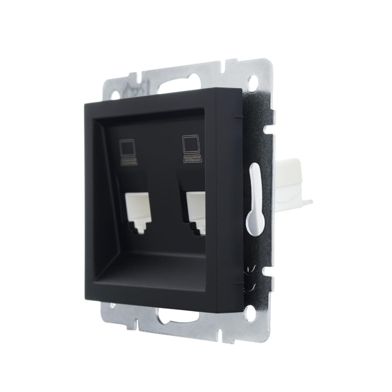 Розетка двойная компьютерная LEZARD Vesna черная 742-4288-141