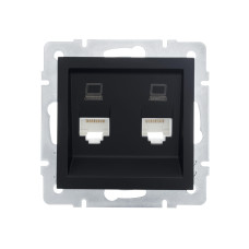 Розетка двойная компьютерная LEZARD Vesna черная 742-4288-141