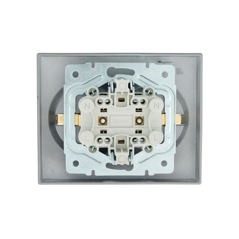 Розетка подвійна з/з LEZARD Vesna сіра 742-3500-127В