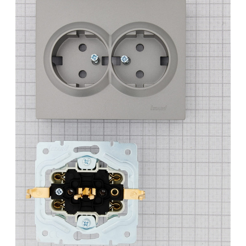 Розетка подвійна з/з LEZARD Vesna сіра 742-3500-127В